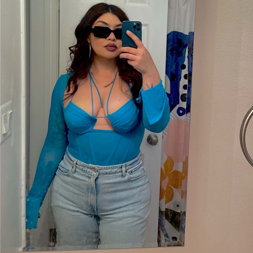 Stylish Blue Long Sleeve Top